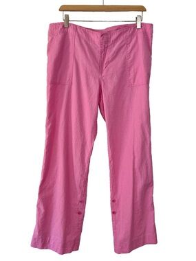 Lilly Pulitzer Hot Pink Wide Leg Cropped Linen-Blend Utility Pant